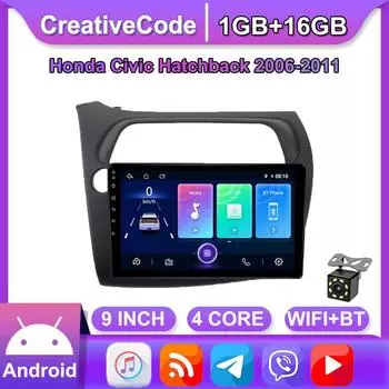 9-дюймовый автомобильный радиоприемник на базе Android для Honda Civic Hatchback 2006-2011, автомобильный мультимедийный видеоплеер, стереорадио, GPS-навигация, WIFI, 1 + 16 ГБ