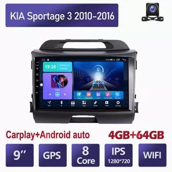 9-дюймовый автомобильный радиоприемник на базе Android Carplay для KIA Sportage 3 2010-2016, мультимедийный видеоплеер, GPS-навигация, WIFI, 4 + 64 ГБ 2+32GB