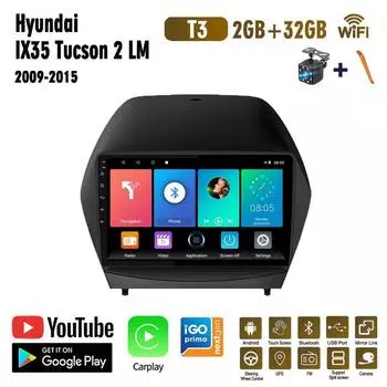 9-дюймовый автомобильный радиоприемник на базе Android Carplay для Hyundai IX35 Tucson 2 LM 2009-2015, автомобильный мультимедийный видеоплеер, GPS-навигация, WIFI, 2 + 32 ГБ 1+16GB