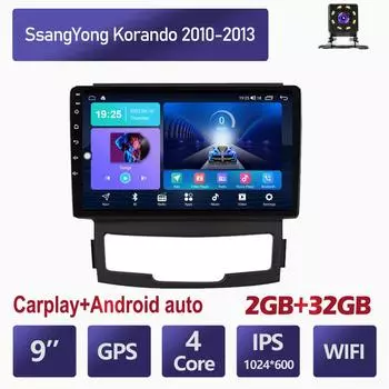 9-дюймовый автомобильный радиоприемник на базе Android Carplay для SsangYong Korando 2010-2013, мультимедийный видеоплеер, GPS-навигация, WIFI, 2 + 32 ГБ 1+16GB