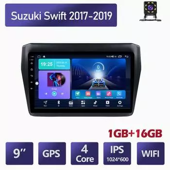 9-дюймовый автомобильный радиоприемник на базе Android для Suzuki Swift 2017-2019, автомобильный мультимедийный видеоплеер, стерео радио, GPS-навигация, WIFI, 1 + 16 ГБ