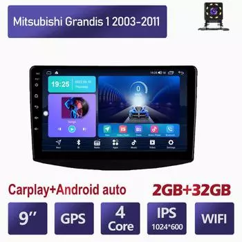 9-дюймовый автомобильный радиоприемник на базе Android Carplay для Mitsubishi Grandis 1 2003-2011, автомобильный мультимедийный видеоплеер, GPS-навигация, WIFI, 2 + 32 ГБ 1+16GB