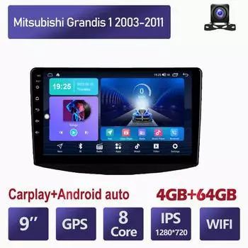 9-дюймовый автомобильный радиоприемник на базе Android Carplay для Mitsubishi Grandis 1 2003-2011, автомобильный мультимедийный видеоплеер, GPS-навигация, WIFI, 4 + 64 ГБ 2+32GB