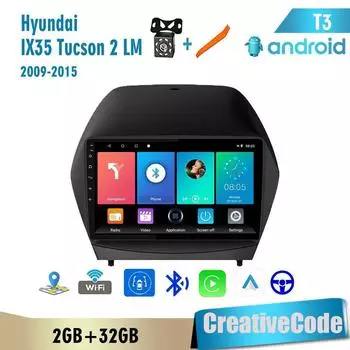 9-дюймовый автомобильный радиоприемник на базе Android Carplay для Hyundai IX35 Tucson 2 LM 2009-2015, автомобильный мультимедийный видеоплеер, GPS-навигация, WIFI, 2 + 32 ГБ 1+16GB