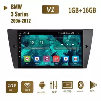 9-дюймовый автомобильный радиоприемник на базе Android для BMW 3 серии E90 E91 E92 E93 2006-2012, автомобильный мультимедийный видеоплеер, автомобильный стереорадио, GPS-навигация, WIFI 1 + 16 ГБ