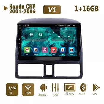 9-дюймовый автомобильный радиоприемник на базе Android для Honda CRV 2001-2006, автомобильный мультимедийный видеоплеер, стереорадио, GPS-навигация, WIFI, 1 + 16 ГБ