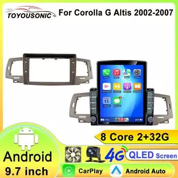 9-дюймовый автомобильный стереомагнитола 2Din Android 12 для Toyota Corolla G Alitis 9 E120 2003 2004- 2007 Авторадио Мультимедиа IPS QLED Carplay 8 core 2GB+32GB