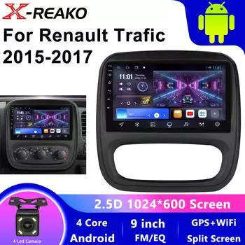 9-дюймовый автомобильный стереомагнитола Android 13 Carplay для Renault Trafic Opel Vivaro 2015-2019 Навигация GPS 2Din IPS Автомобильный мультимедийный проигрыватель 4 core 1GB+32GB carplay