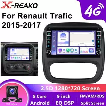 9-дюймовый автомобильный стереомагнитола Android 13 Carplay для Renault Trafic Opel Vivaro 2015-2019 Навигация GPS 4G 8Core 2Din IPS Автомобильный мультимедийный проигрыватель 8 core 4GB+64GB