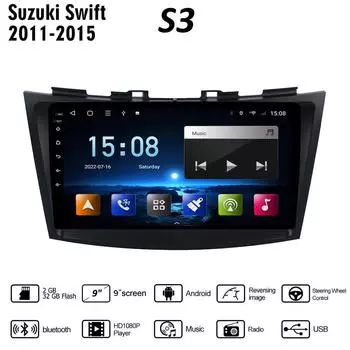 9-дюймовый беспроводной автомобильный радиоприемник Carplay для Suzuki Swift 2011-2015 Android мультимедийный видеоплеер GPS-навигация WIFI 2 + 32 ГБ 1+16GB