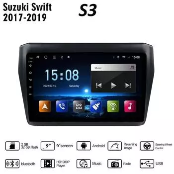 9-дюймовый беспроводной автомобильный радиоприемник на базе Android Carplay для Suzuki Swift 2017-2019, автомобильный мультимедийный видеоплеер, GPS-навигация, WIFI, 2 + 32 ГБ 1+16GB