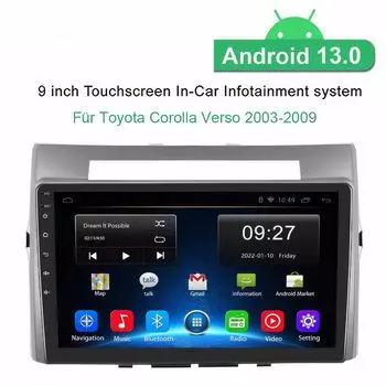 9-дюймовый беспроводной Carplay автомобильный радиоприемник GPS для Toyota Corolla Verso 2003-2009 Android 13 автоматическая навигация центральный интегрированный автомобильный радиоприемник