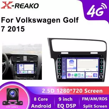 9-дюймовый Carplay 2 Din Android 13 автомобильный радиоприемник для Volkswagen Golf 7 2013 - 2017 черный серый видеоплеер GPS 4G 8Core DSP Авторадио RDS 8 core 4GB+64GB