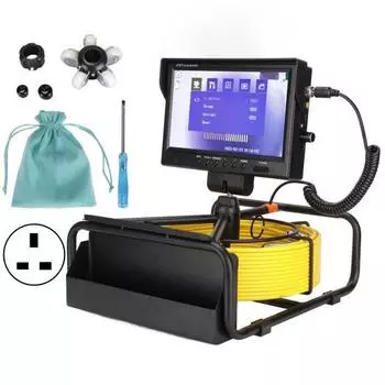 9-дюймовый дисплей, эндоскоп с картой памяти 16 Гб, камера для осмотра трубопроводов, видеоэндоскопическое оборудование, вилка 100240 В, длина 50 м / 164 фута UK Plug 50m / 164ft