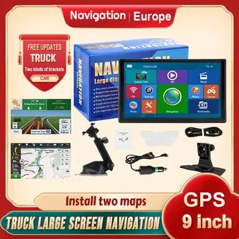9-дюймовый GPS-навигатор для автомобиля, грузовика, аксессуары с большим экраном, инструменты HD, емкостный навигатор, 2024, бесплатное обновление, карта Европы, 8 ГБ