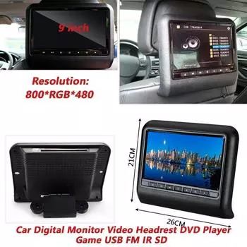 9-дюймовый подголовник для автомобильного сиденья mp3/mp4 мультимедийный проигрыватель ЖК-дисплей пульт дистанционного управления игровой FM-передатчик DVD-плеер монитор