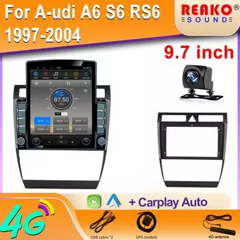 9-дюймовый вертикальный экран Tesla Android автомобильное радио для Audi A6 S6 RS6 1997-2004 навигация GPS Carplay мультимедийный плеер 2Din 8 core 2GB+32GB