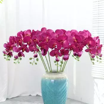 9 Фаленопсис Имитация Цветов Отель Дом Свадебные Украшения Искусственные Цветочные Горшки Посадка Цветов Зеленые Растения Имитация Растений 102cm белый
