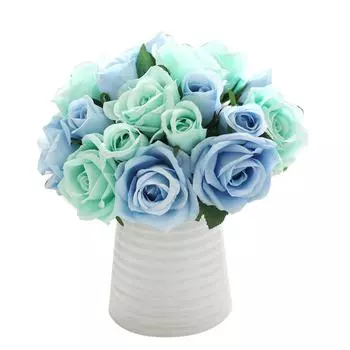 9 глав Искусственный Шелк Поддельные Цветы Листья Розы Свадебный Цветочный Декор Букет