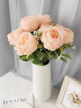 9 головок Искусственные цветы розы Поддельные цветы Искусственный букет роз Шелковый букет для домашнего офиса Вечеринка Свадьба Балкон Украшение гостиной шампанского