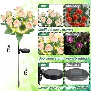 9 головок солнечной розы светодиодный светильник для украшения сада имитация наружного водонепроницаемого двора ParkGround вставка газон светильник