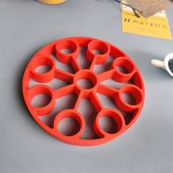 9-Hole Round Egg Steamer 648 Silicone Mold Round Steamer Drain Heat Insulation Pad Egg Tray Baking Tool красный