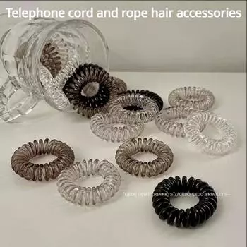 9 карманных телефонных линий, градиентная петля для волос, девичья прическа в виде сердечка, свежая веревка и аксессуары для волос из кожаной ленты. Gradient gray