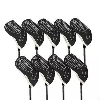 9 клюшек для гольфа и чехлы, защита клюшек Black