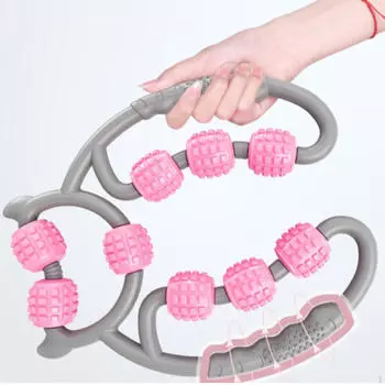 9-колесный пенный ролик для фитнеса розовый