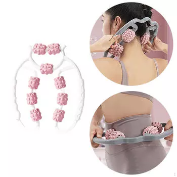 9 колесный роликовый массажер для мышц рук и ног, массажный прочный круглый зажим розовый