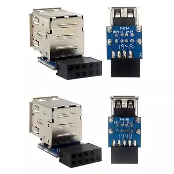 9-контактный адаптер Dual USB2.0, конвертер для настольной материнской платы, разъем для 2 портов USB2.0 Dual USB A, 9-контактный гнездовой разъем адаптера PH29A