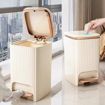 9 л/12 л Роскошный прессованный мусорный бак с крышкой-педалью Большая вместимость мусорного бака Водонепроницаемая мусорная корзина для ванной комнаты