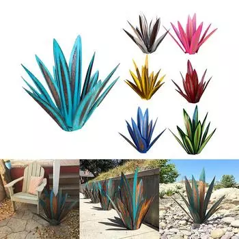9 Leaves DIY Metal Art Tequila Rustic Sculpture Garden Yard Art Sculpture Home Decor Outdoor Garden Signs Decoration Accessories 27CM светло-синий