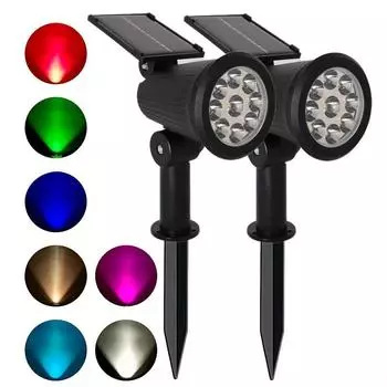 9 LEDs Solar Spotlights Garden IP65 Waterproof Spot Lights Brightness Adjustable for Outdoor Backyard Driveway Patio Lawn Decor