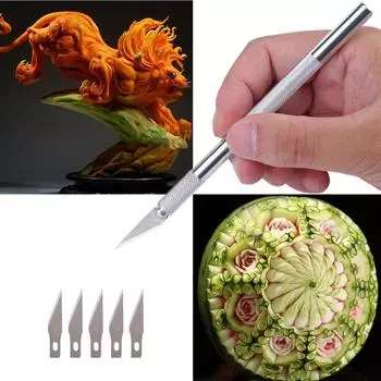 9 лезвий нож для резьбы по дереву пищевой ремесло инструмент для скульптуры гравировальный нож скальпель режущий инструмент серебряный