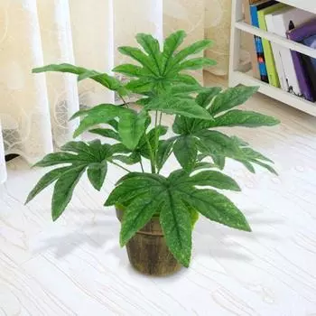 9 листьев/1 шт. искусственное зеленое растение фатсия лист моделирование бонсай домашний декор зелёный