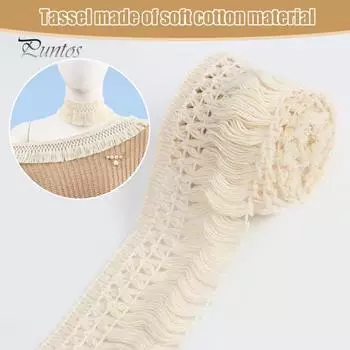 9 м хлопковая отделка с кисточками в стиле бохо с длинной бахромой для шитья, простая в использовании отделка с кисточками для самостоятельного изготовления, для одежды, абажура, занавесок, аксессуаров для рукоделия бежевый