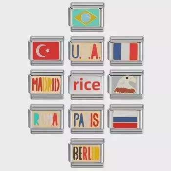 9-миллиметровый итальянский браслет с подвесками: Летняя серия флагов DIY Fashion