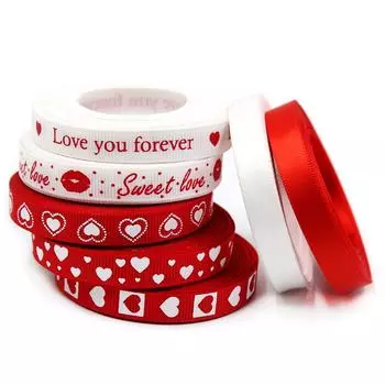 9 мм Love Print DIY Supplies Полиэстеровая лента Букет Декор 5 ярдов Жаккард для выпечки торта Упаковка подарков на День святого Валентина
