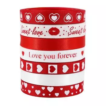 9 мм подарочная упаковка букет декор День святого Валентина DIY принадлежности для выпечки торта жаккард 5 ярдов полиэстеровая лента с принтом любви
