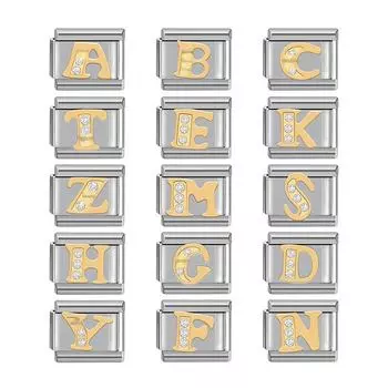 9 мм женский итальянский браслет-модуль с подвесками со съемной бриллиантовой буквой и эластичным ремешком для часов