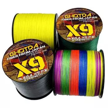 9-нитевая сверхпрочная 9-45,4 кг/20-100 фунтов полиэтиленовая мультифиламентная леска, многоцветный инструмент, морская леска, 1000 м 24lb зелёный