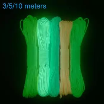 9 основных нитей паракорда для выживания, светящаяся веревка, светящиеся парашютные шнуры для кемпинга на открытом воздухе, 3/5/10 метров 3m белый