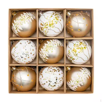 9 Pack 2.3inch Christmas Tree Balls for Holiday Decoration Style B