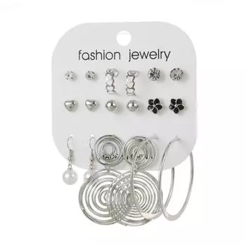 9 пар/комплектов очаровательные ювелирные изделия персиковое сердце кристалл круг цветок серьги для женщин серебряный