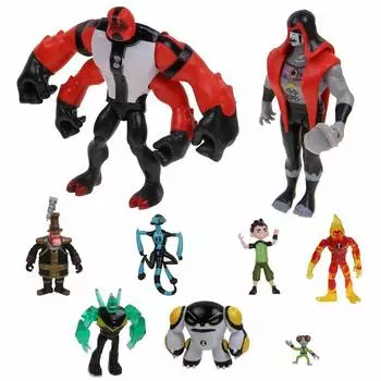 9 Pcs Lot Ben 10 Action Figure Play Set Toy Cake Topper Heatblast Four Toys Arms