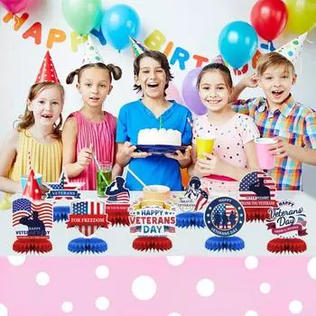 9 шт. центральных украшений в виде сот ко Дню ветеранов, двухсторонняя печать, бумага для украшения стола, спасибо