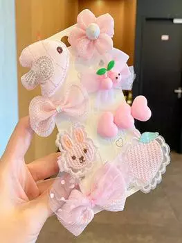 9-piece plush hair clip headdress women s bow hair clip Korea Autumn/Winter Net red bangs with a side pinch of ocean Size fits all