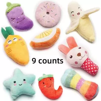 9-piece set of squeaking puppy toys, cute multi-color design, can bite at any time, suitable for small dogs красный