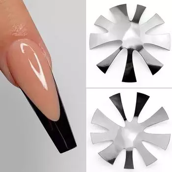 9 размеров, французский маникюр, сделай сам, стальная пластина с V-образной линией, миндалевидные кончики, триммер для кромок, резак для ногтей, акриловый розовый французский маникюр
